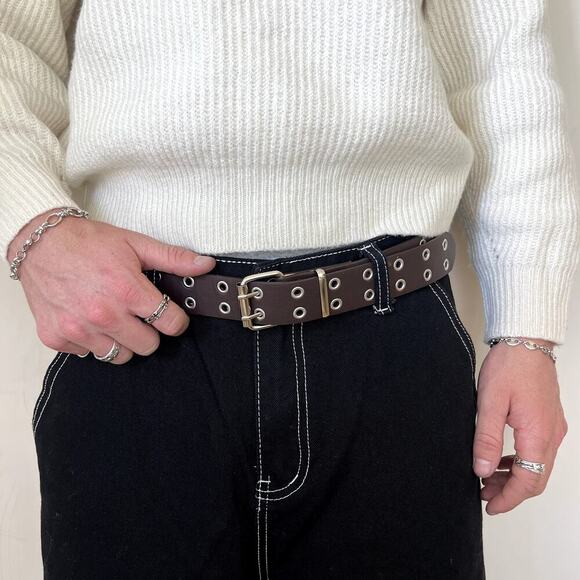 Y2k 2000s vintage brown & silver studded goth emo belt - Picture 6 of 6